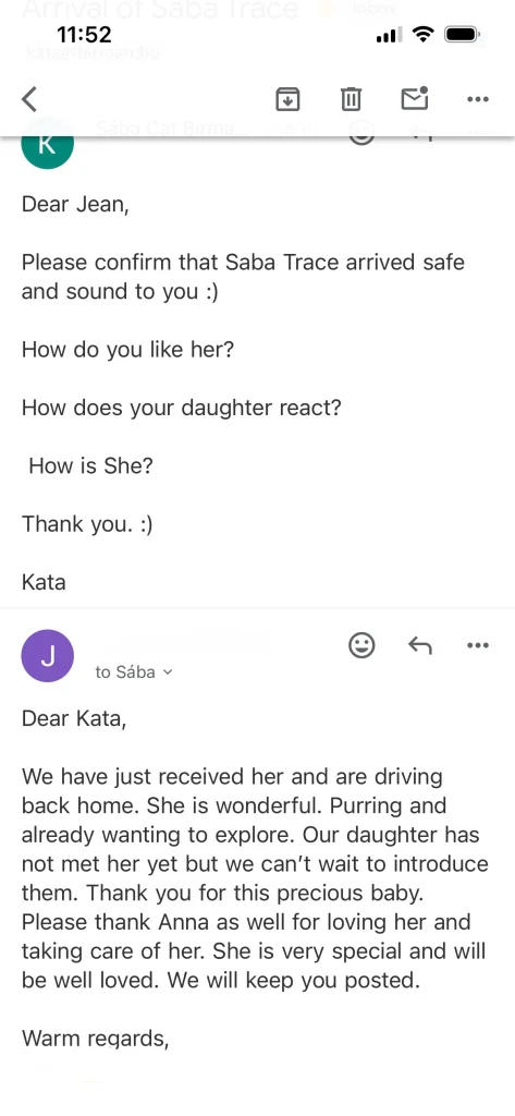 Saba Tracie gazdájának írásos visszajelzése az USA-ból – valós vevői vélemény és tapasztalat